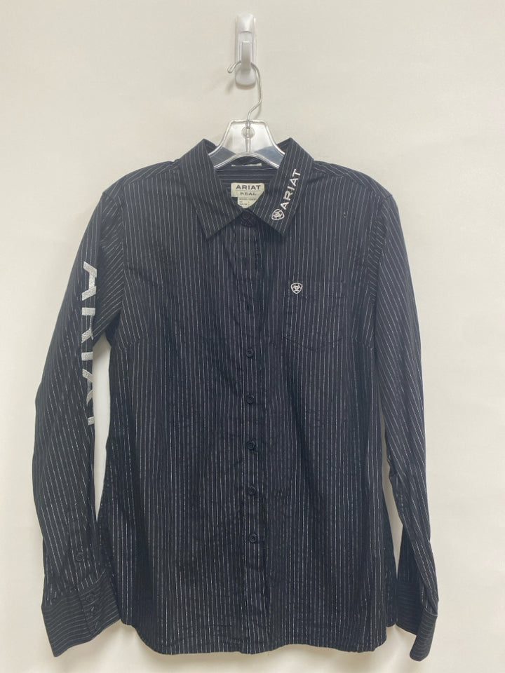 Ariat Size L Black Silver Pinstripe Ladies Top