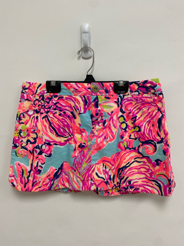 LILLY PULITZER Size 8 Turquoise Coral/Multi Abstract Ladies Skort