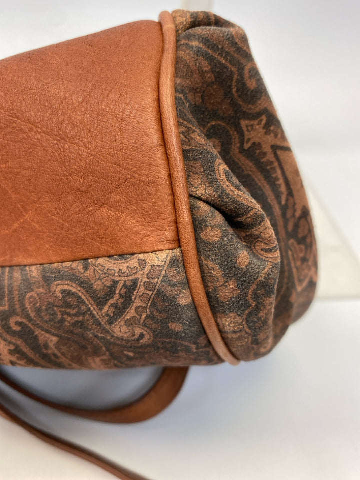American Leather Co Brown Black Paisley Handbag