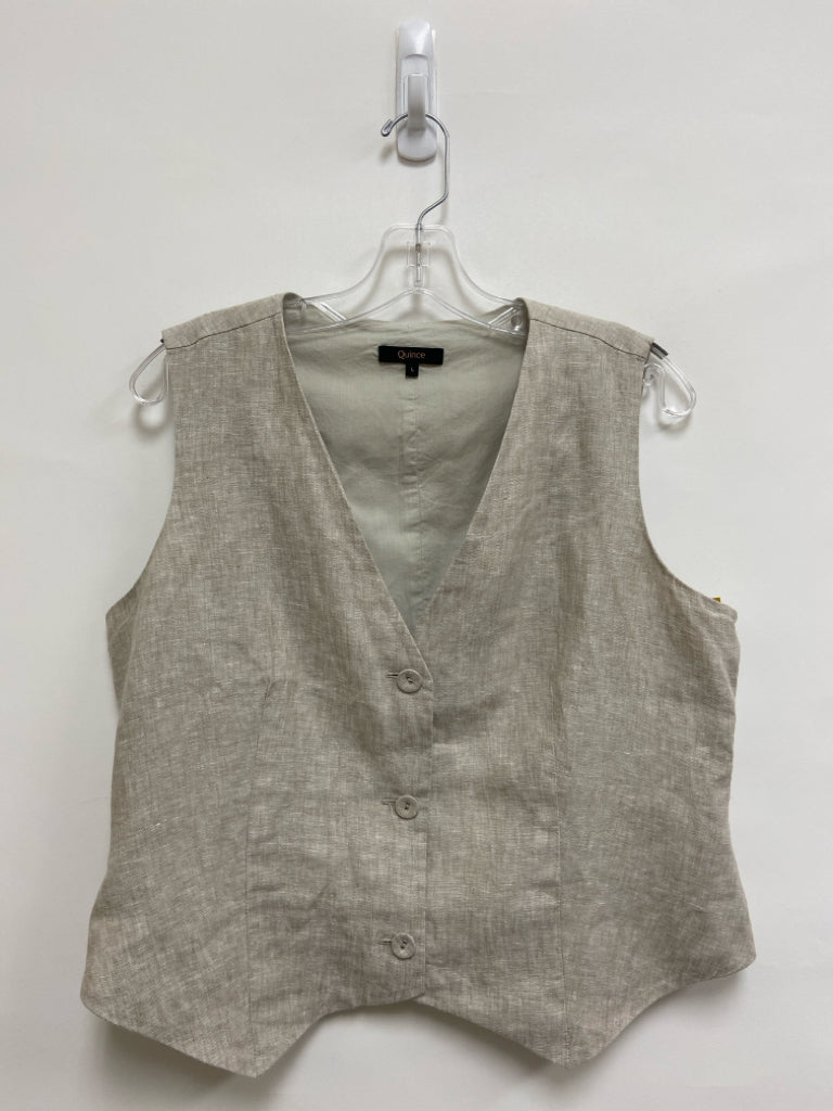 Quince Size L Beige Button Up Linen Ladies Vest