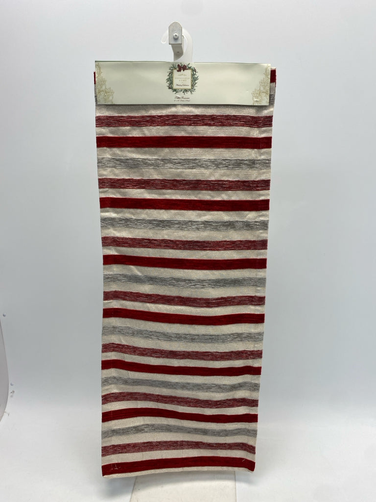 Red/White Silver/Gray Striped Christmas