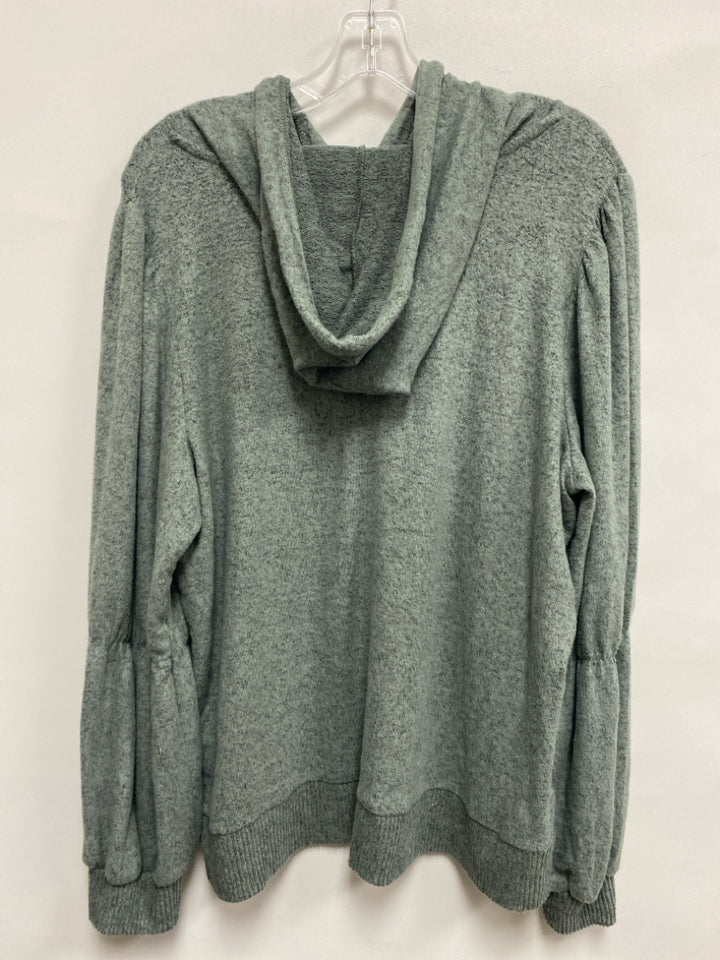 NWT wonderly Size XL Seafoam Black Mottled Hooded Ladies Top