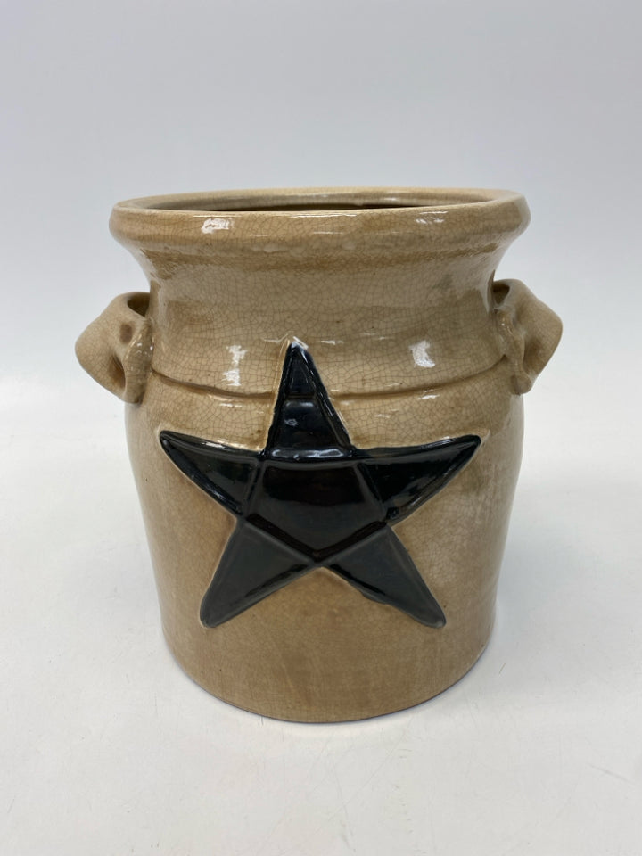 Cream/Brown Stars Ceramic Vase