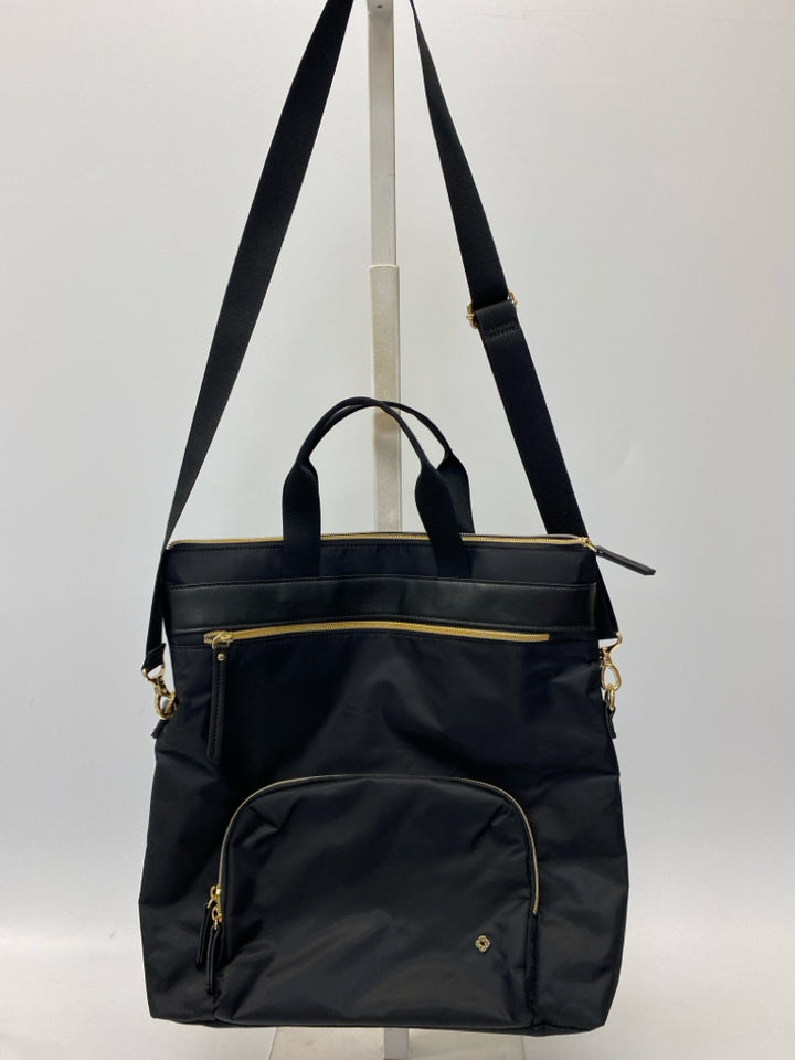 Samsonite Black Gold Zipper Nylon Tote Bag