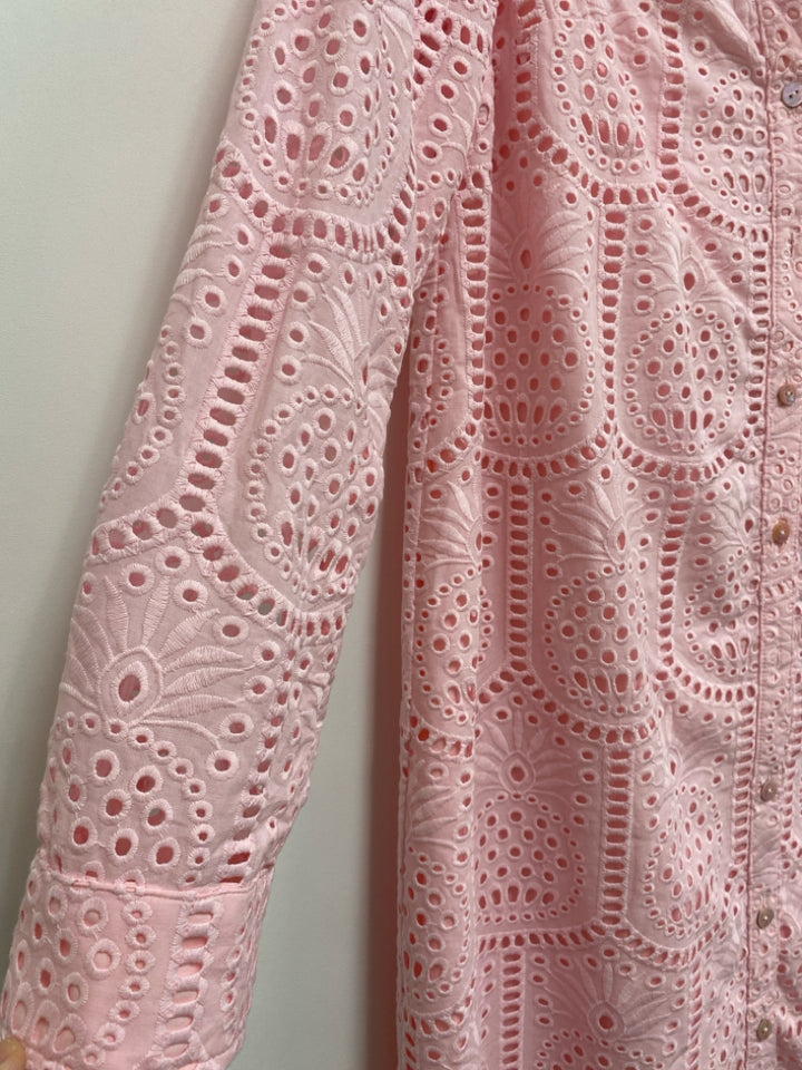 NWT LILLY PULITZER Size 2 Pink Button Up Eyelet Ladies Dress