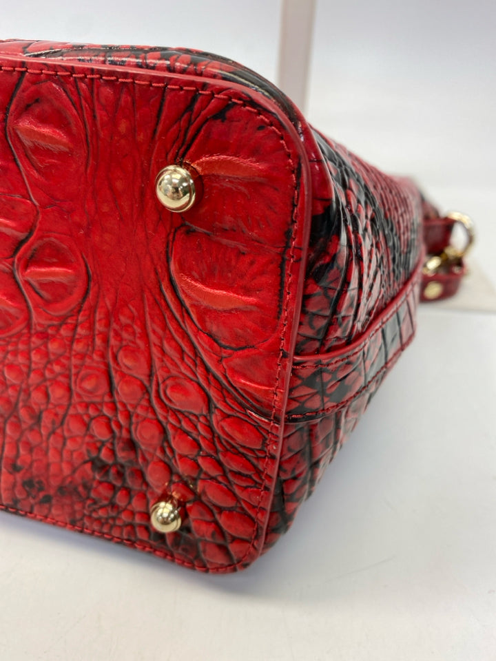 Brahmin Red Black Snakeprint Leather Handbag