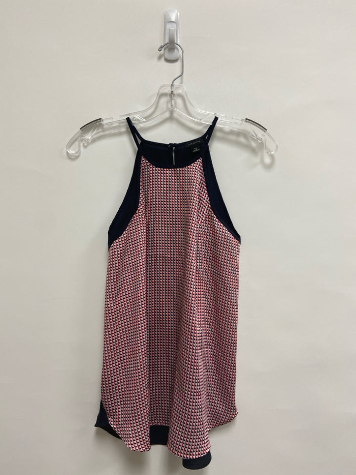 Ann Taylor Size XS Navy White/Red Print Halter Ladies Top