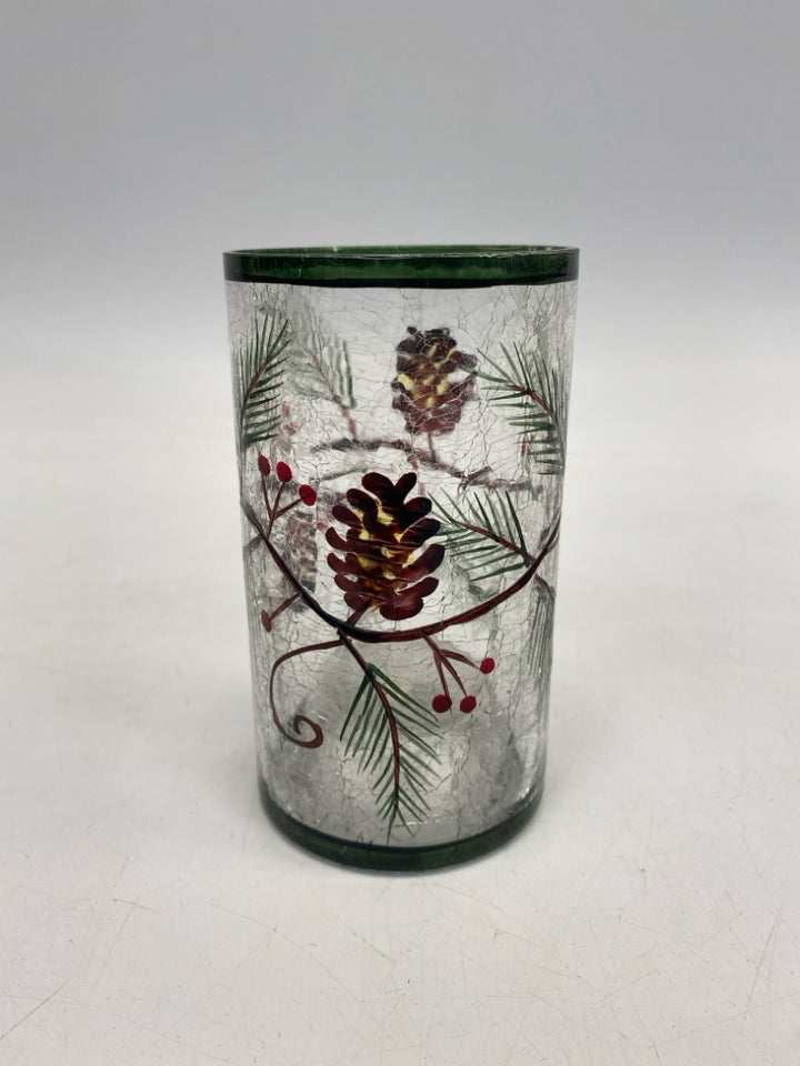 Clear Green/Brown Pinecone Glass Christmas