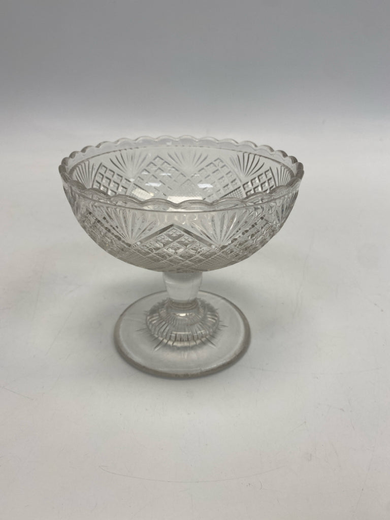 Clear Diamond Print Glass Candy Container