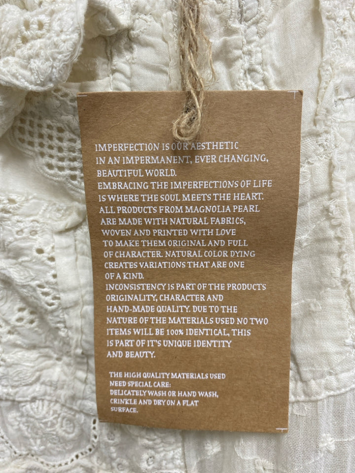 NWT Magnolia Pearl Size OSFM Cream Patchwork Eyelet Ladies Overalls