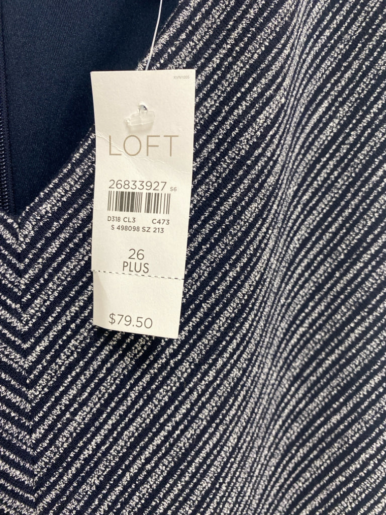 NWT LOFT  SIZE  26 Navy/Gray Stripes Sleeveless Plus Size Dress