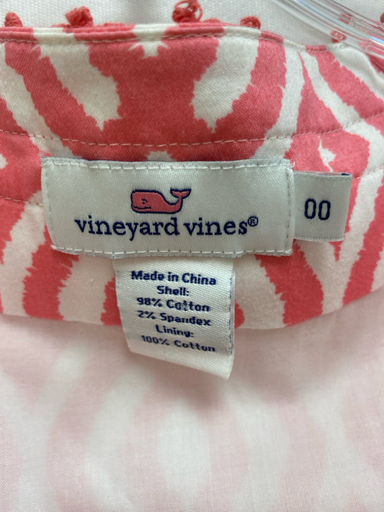 Vineyard Vines Size 00 Pink White Print Sleeveless Ladies Dress