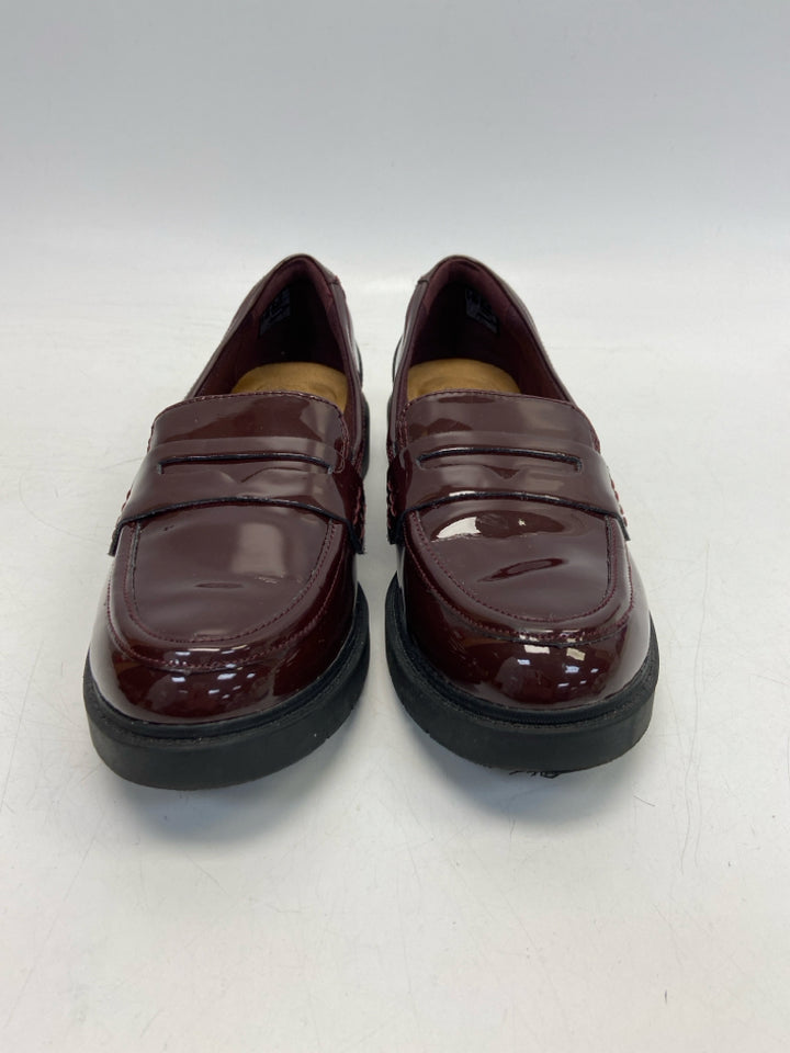 Clarks US Shoe Size 10 Burgundy Patent Flats