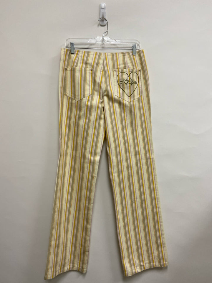 Size S Yellow Lilac/Multi Stripes Wide Leg Ladies Jeans