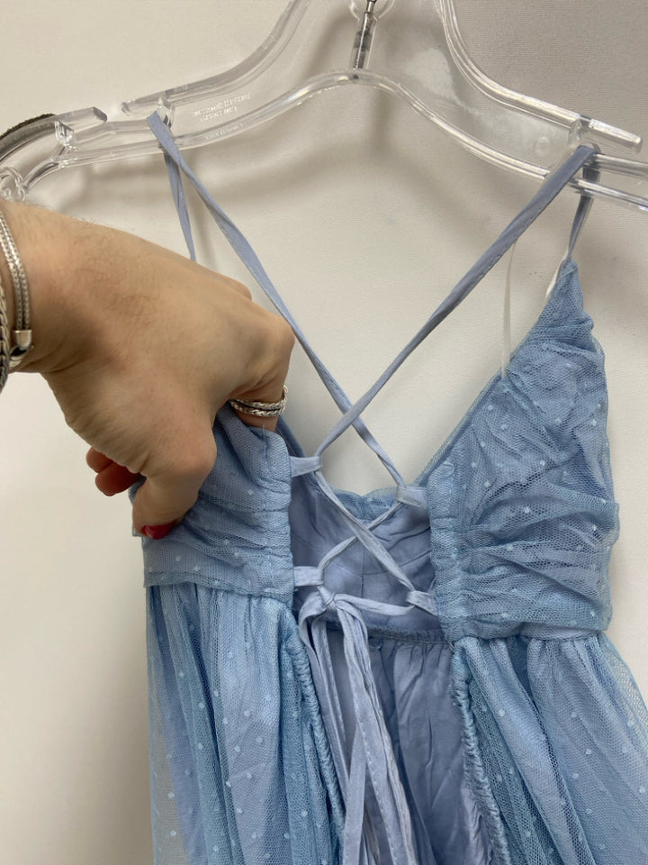 NWT Size 2 Powder Blue Polka Dot Sleeveless Tulle Ladies Dress