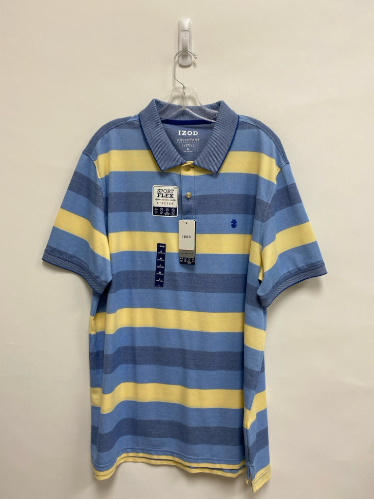 NWT Izod Size XL Blue/Yellow Striped Polo Men&