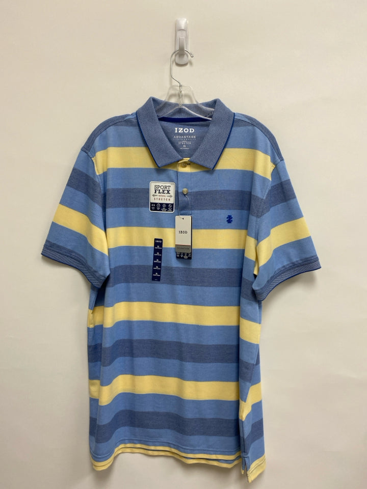 NWT Izod Size XL Blue/Yellow Striped Polo Men&