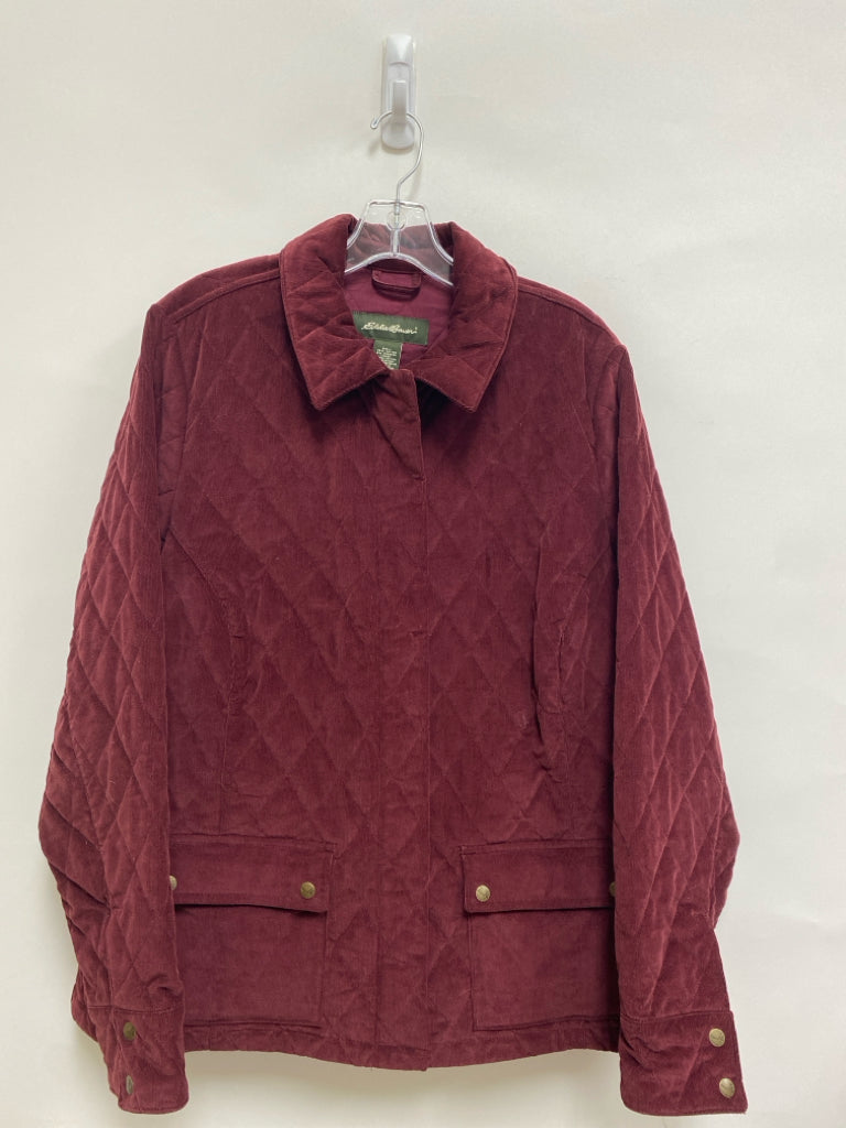 Eddie Bauer Size 1X Burgundy Zip Down Corduroy Plus Size Jacket