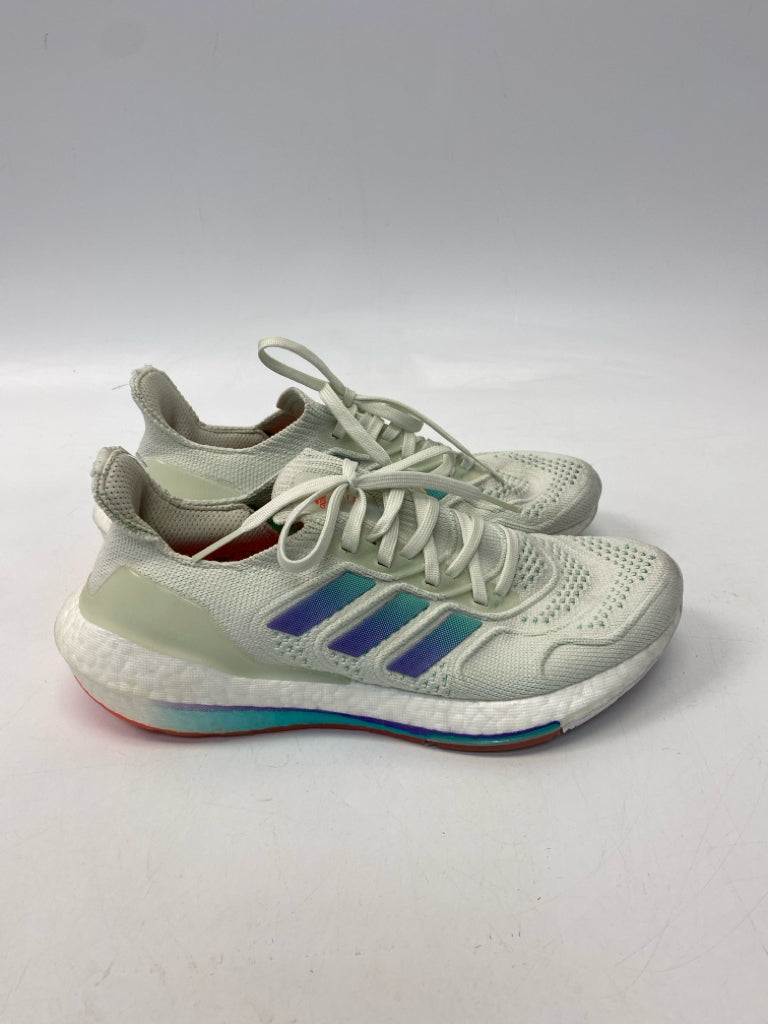Adidas  Size 8.5 Cream Aqua/Purple Lace-up Sneakers