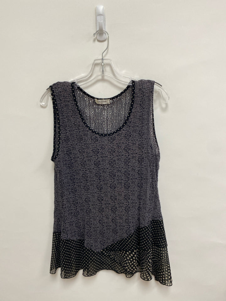 Size M Gray/Black Beige Polka Dot Sleeveless Lace Ladies Top