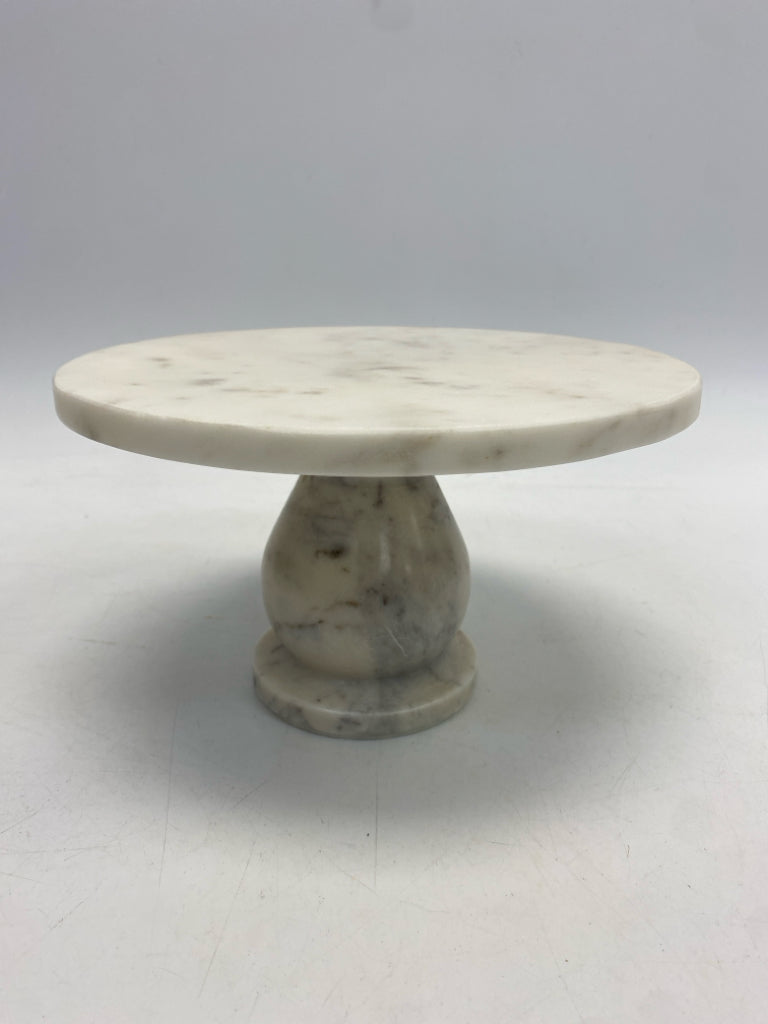 Cream Marble Cake Plate/Stand