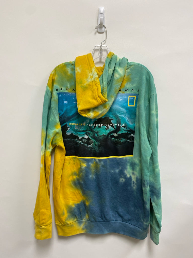 NWT Size M Yellow Blue Tie Dye Hooded Men&