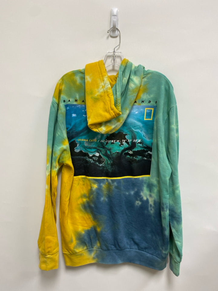 NWT Size M Yellow Blue Tie Dye Hooded Men&