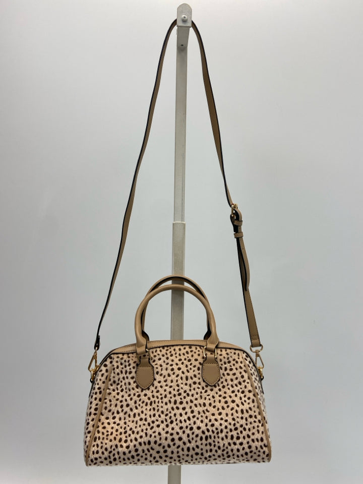 Simply Noelle Tan Brown Animal Print Faux Fur Handbag