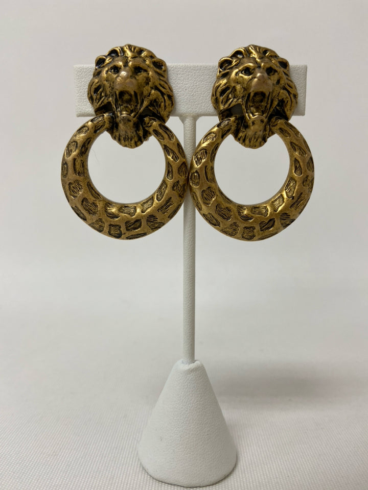 Gold Color Black Lion Earrings