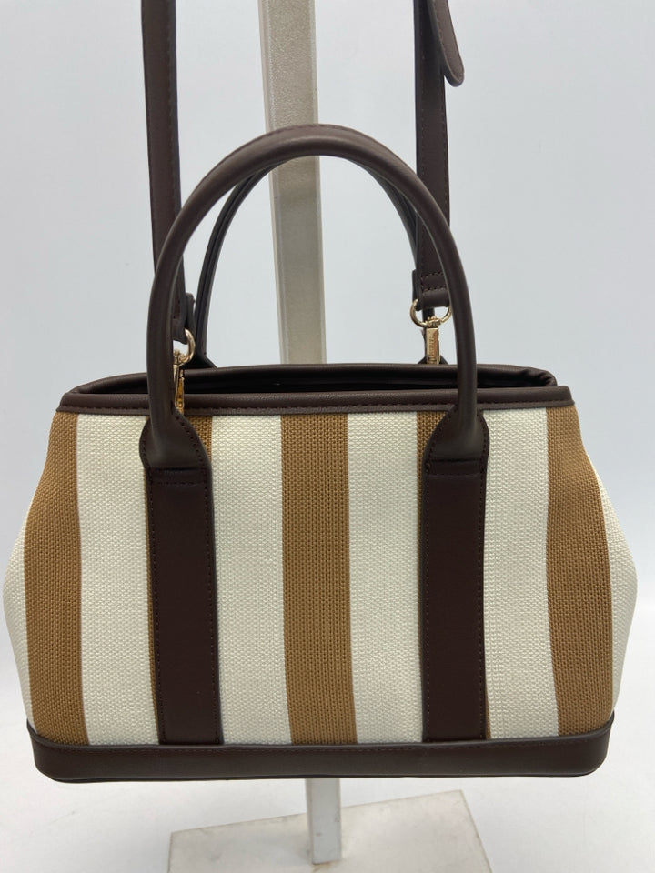Nanette Lepore Cream Dark Brown Stripe(s) Handbag