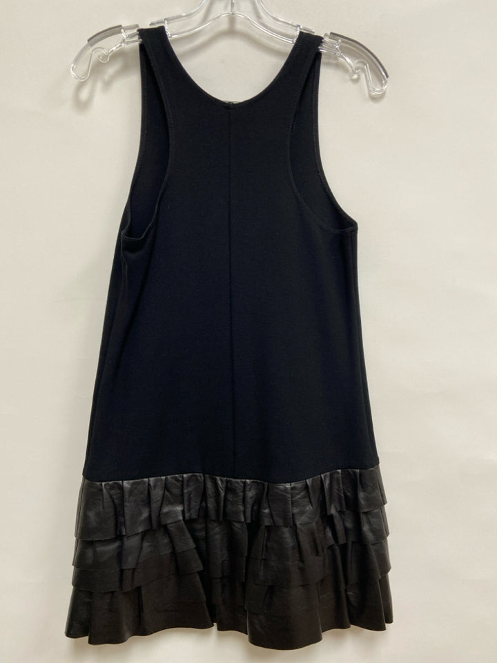 Theory Size 4 Black Sleeveless Faux Leather Ladies Dress