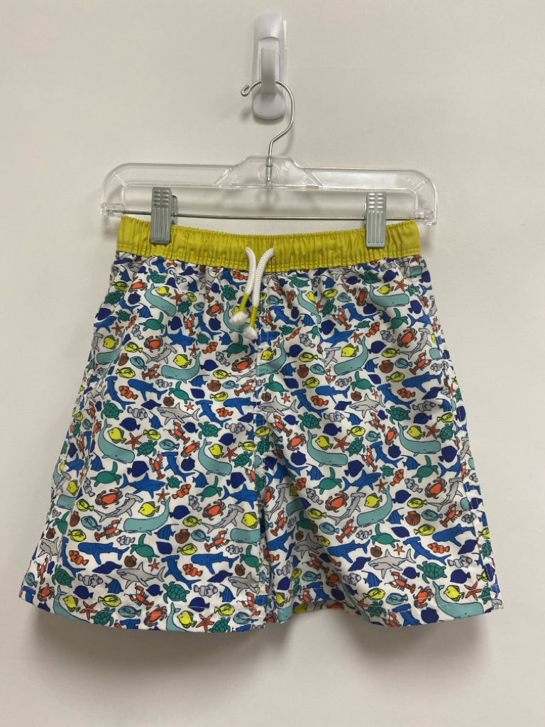 Mini Boden SIZE 6/7 White Blue/Yellow Sea Creatures Boy&