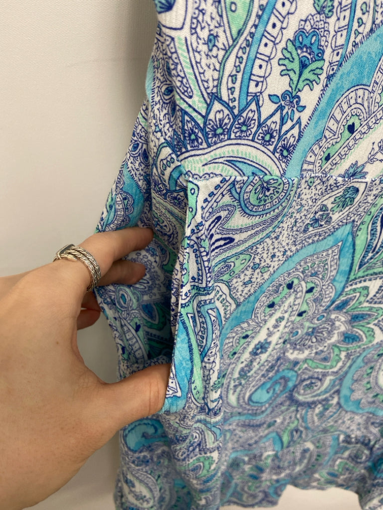 NWT Cynthia Rowley Size 12 Blue/White Navy/Aqua Paisley Sleeveless Ladies Dress
