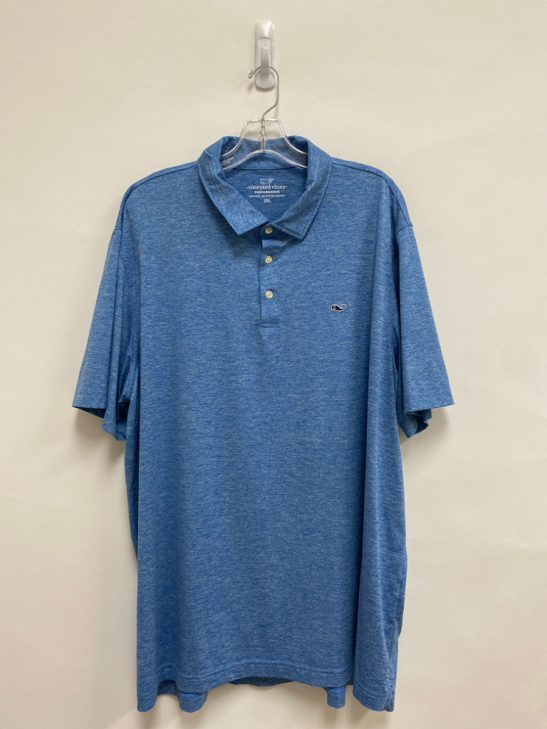 Vineyard Vines Size XXL Blue/White Streaked Polo Men&