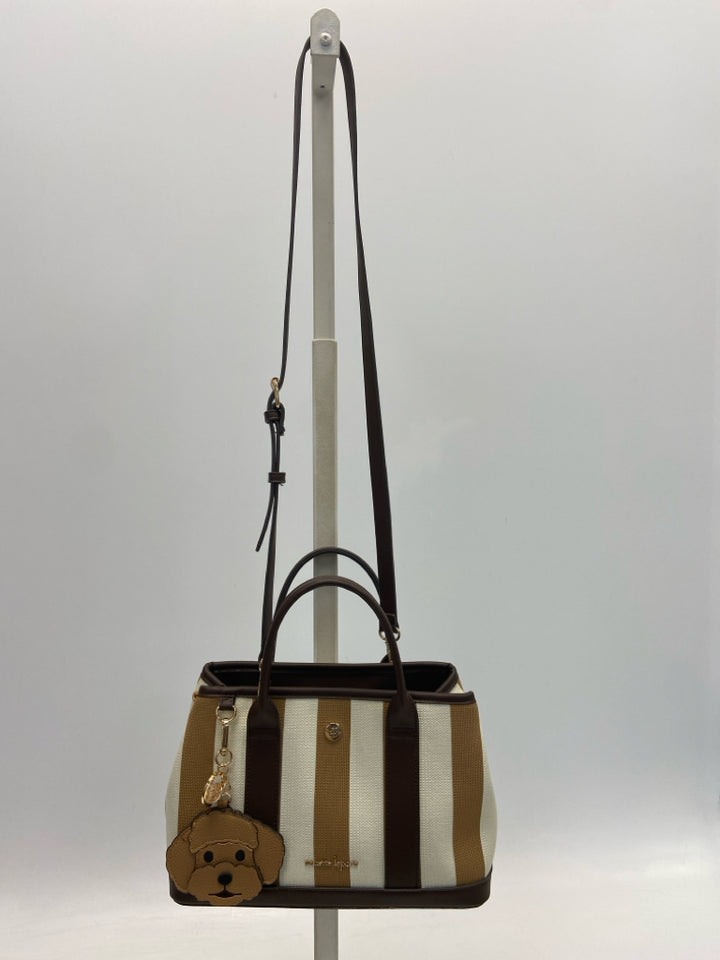 Nanette Lepore Cream Dark Brown Stripe(s) Handbag