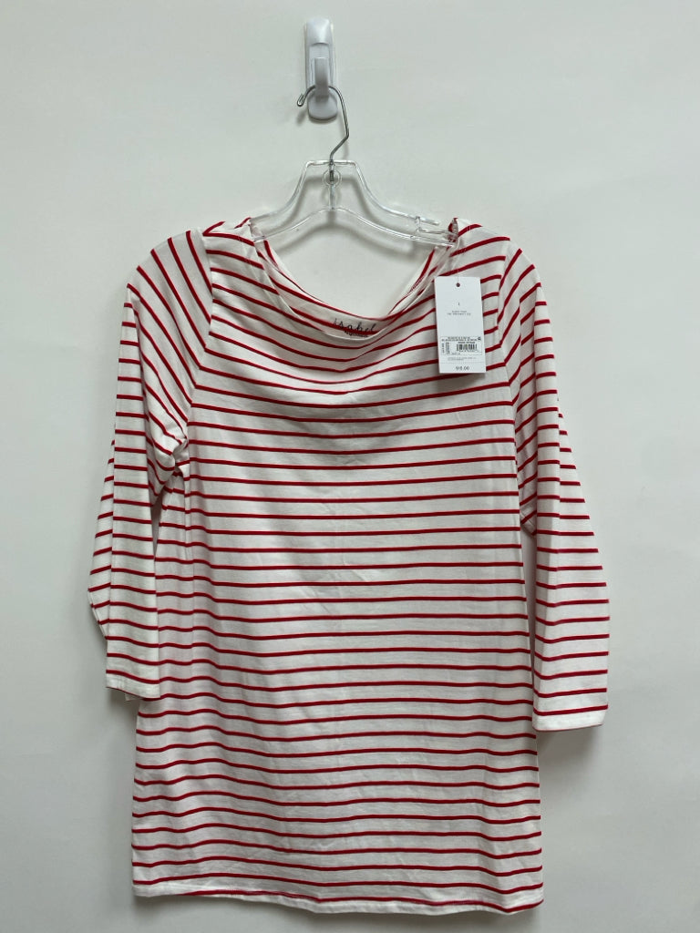 NWT Size L White Red Striped Maternity Top
