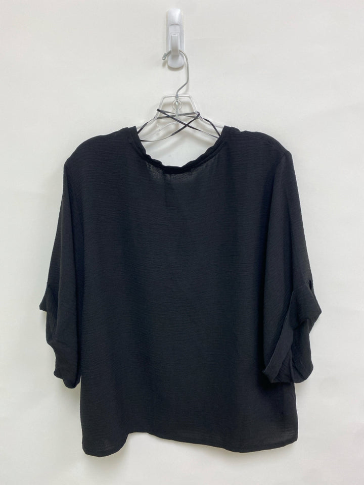 NWT Zara Size M Black Texture Batwing Ladies Top