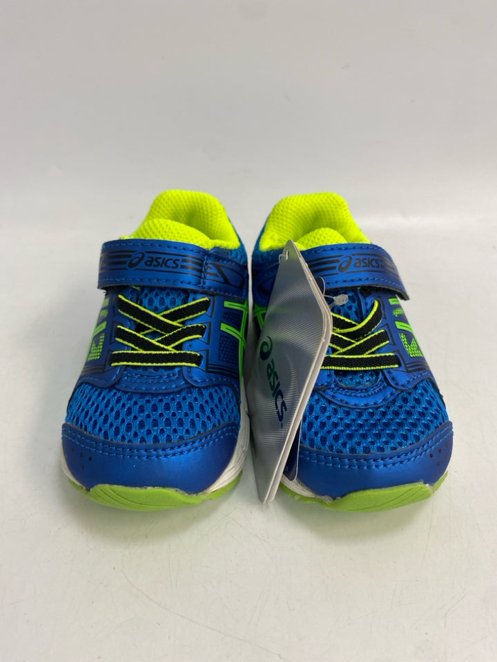 NWT Asics SIZE 4 Royal Blue Neon Green Boy&