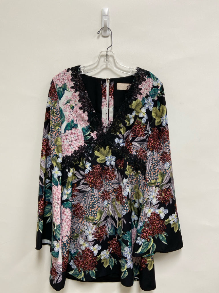 Keepsake the Label Size M Black/Blue Burgundy/Multi Floral Ladies Dress