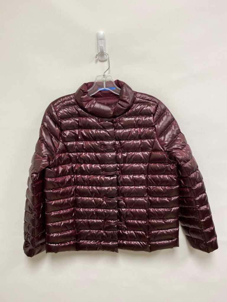 J McLaughlin Size M Burgundy Puffer Metallic Ladies Jacket