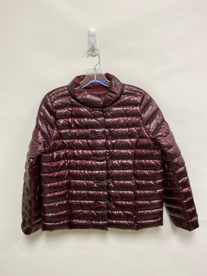 J McLaughlin Size M Burgundy Puffer Metallic Ladies Jacket