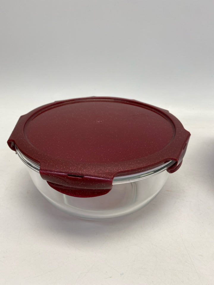 Lock &amp; Lock Red Clear Glitter Glass Bowl(s)