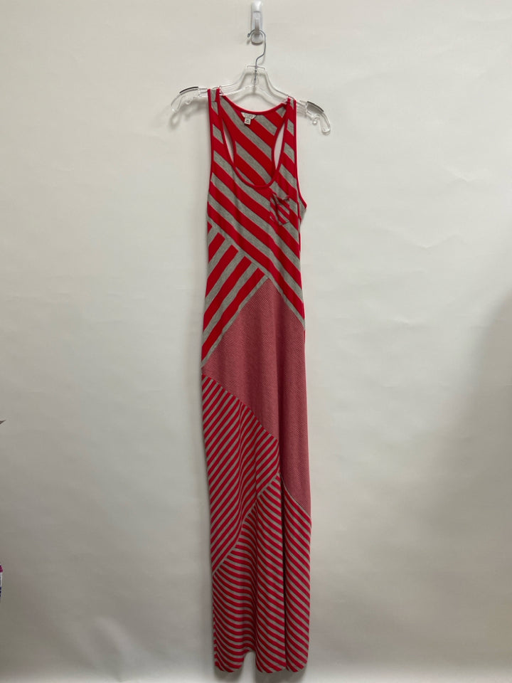 Guess Size M Red/Gray Stripes Maxi Ladies Dress
