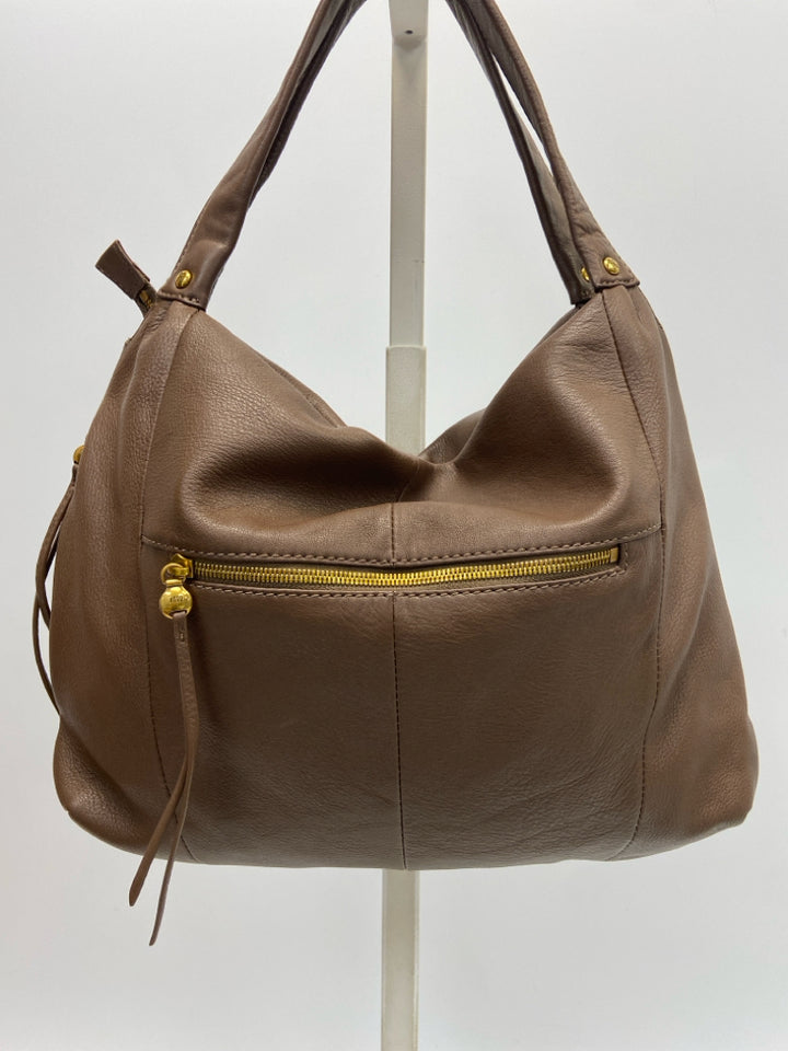 Hobo Dark Brown Stitching Leather Handbag