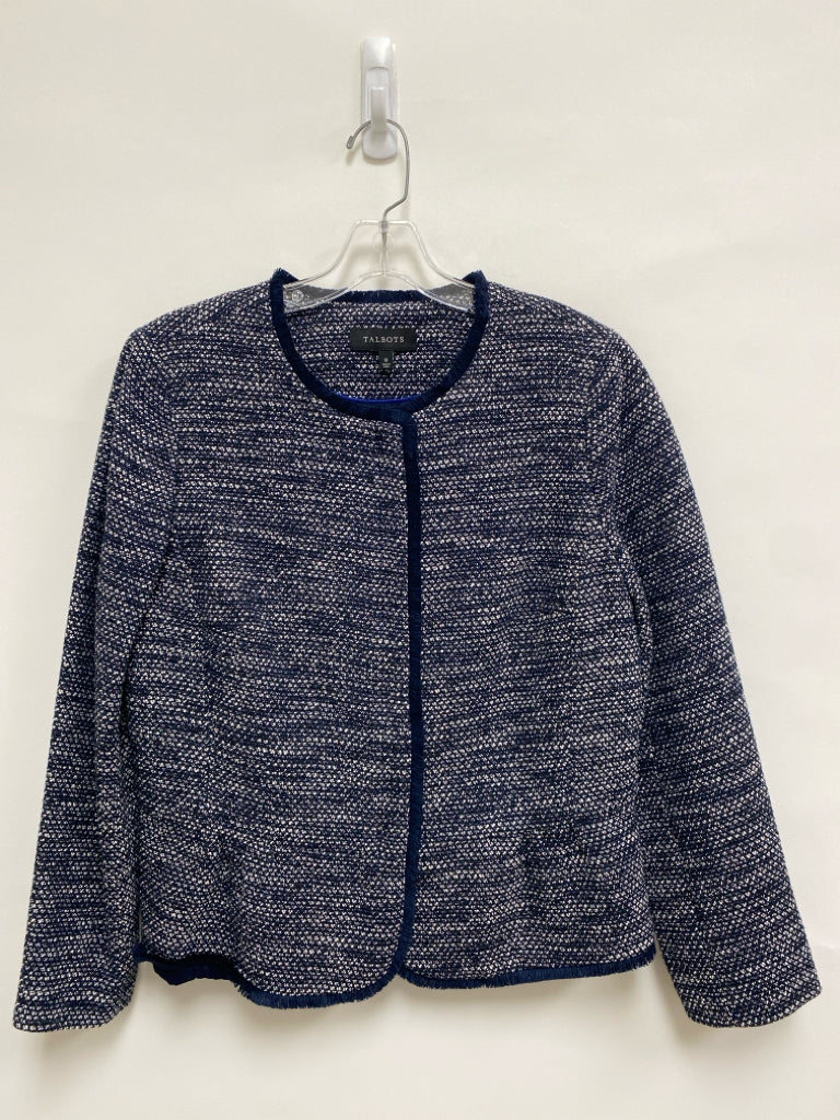 Talbots Size 10 Navy Black/White Tweed Ladies Jacket