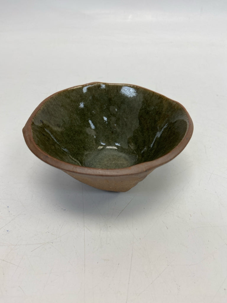 Olive Green Brown Trimmed Pottery