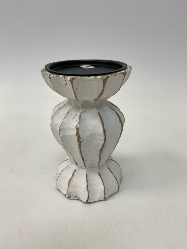 White Tan Distressed Candleholder(s)