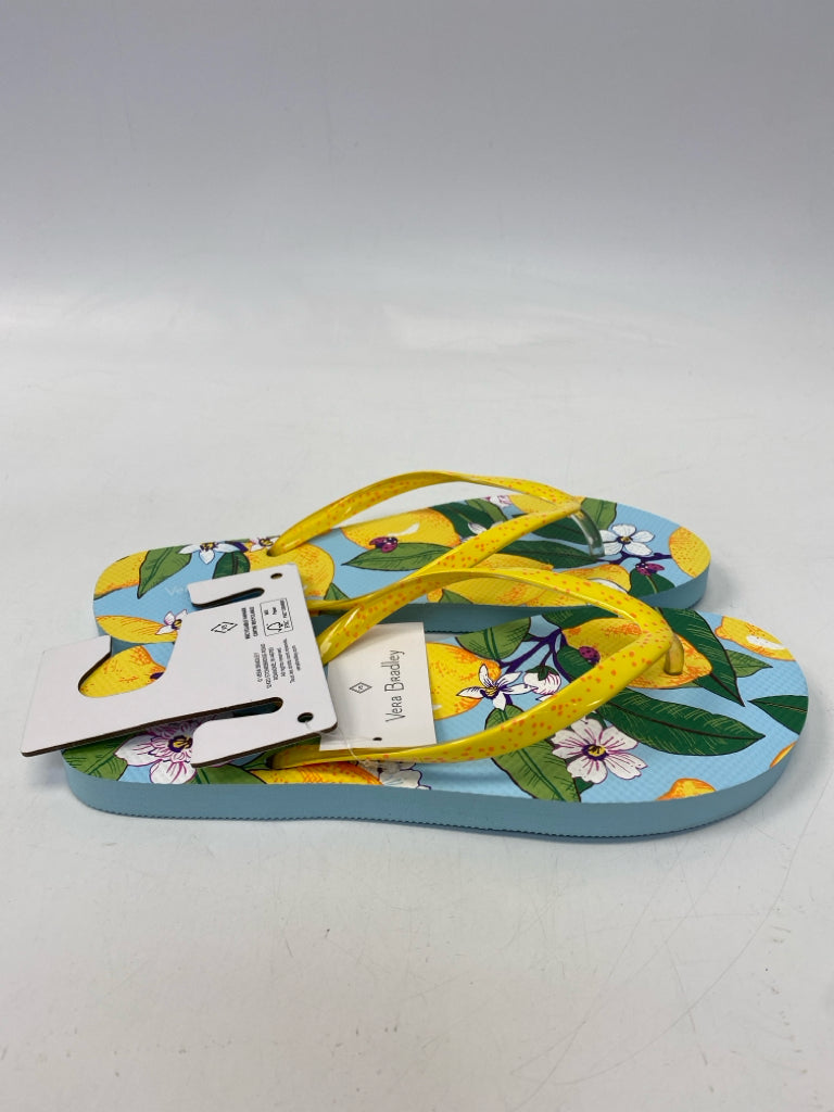 NWT Vera Bradley  Size 9/10 Yellow Green Lemon(s) Sandals