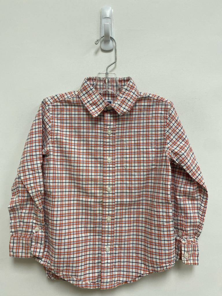 Janie and Jack SIZE 4 White Orange/Navy Plaid Boy&