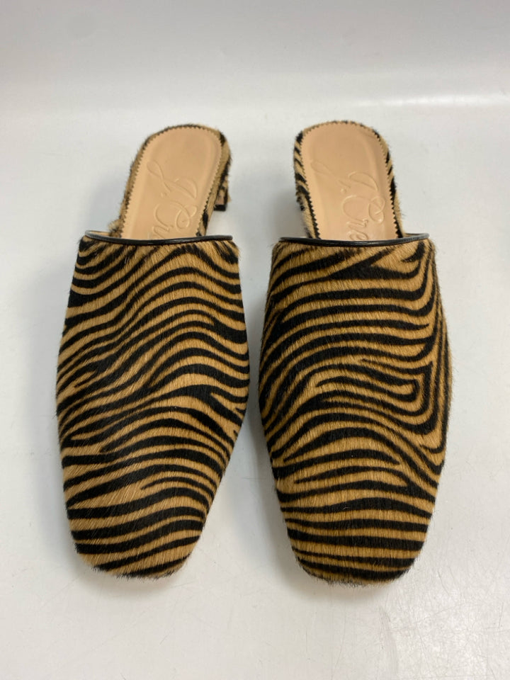 J Crew  Size 7 Tan/Blk Animal Print Sandals